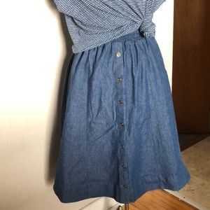 Vintage Teddi denim button midi skirt w pockets